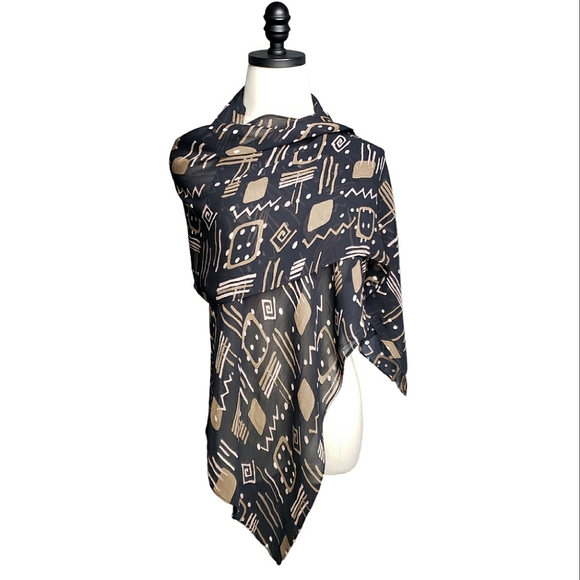 Chico's Long Primative Geometric Rayon Boho Academia Scarf Bundle For Discount - Picture 1 of 7